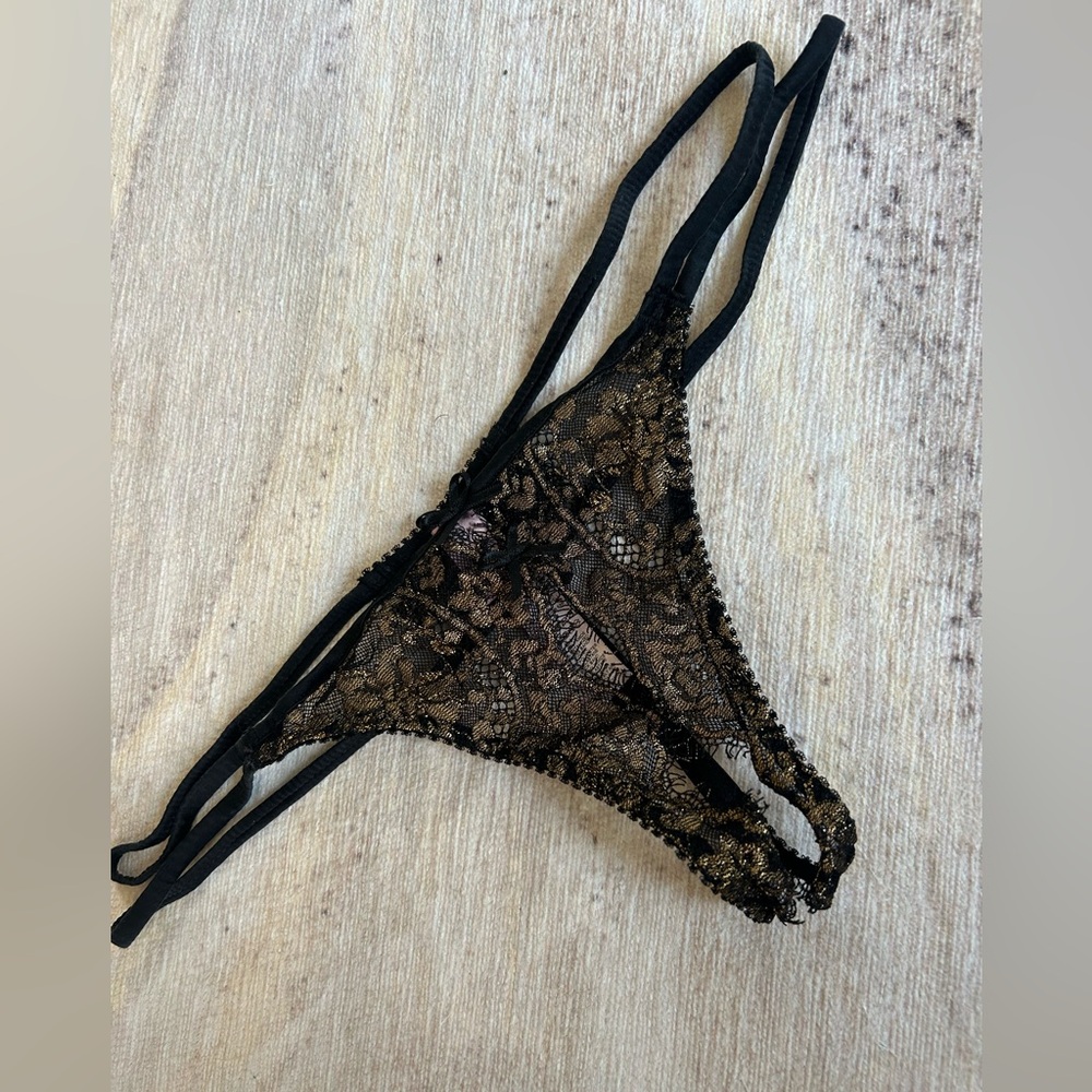 Agent Provocateur Black and Gold Lace Panties